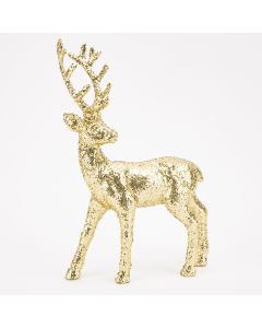 Reno escarchado navideño 20x30cm dorado