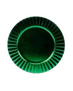 Porta plato plástico navideño liso borde con relieve 33cm verde