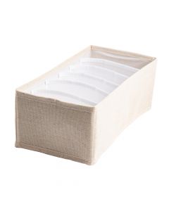 Organizador tela rectangular liso con zipper 15x30x11cm beige