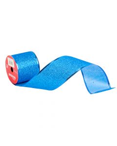Cinta decorativa navideña con escarcha 3yrdx6.3cm azul