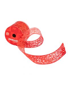 Cinta decorativa navideña con escarcha 3yrdx6.3cm rojo
