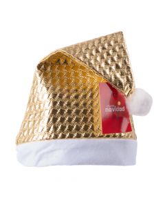 Gorro navideño con relieve metalizado 28x39cm dorado blanco