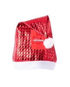 Gorro navideño metalizado con relieve 28x39cm rojo y blanco