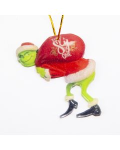 Figura colgante acrílica navideña grinch con bolsa 8cm multicolor