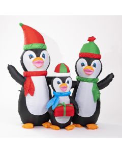 Inflable navideño familia pingüinos con luz 12v 150cm multicolor