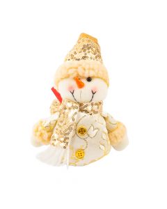 Peluche navideño muñeco nieve afelpado con lentejuela 26cm