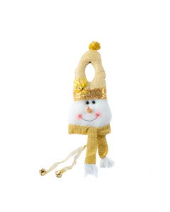 Peluche colgante navideño muñeco nieve con cascabel 35cm 