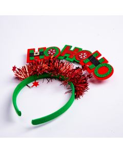 Diadema navideña ho ho ho con escarcha multicolor