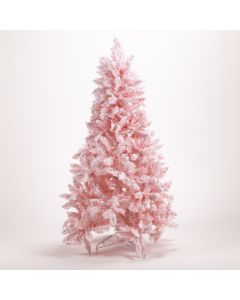 Árbol artificial nevado navideño 150cm rosado y blanco