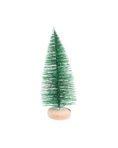 Árbol artificial navideño liso y escarcha 23cm verde