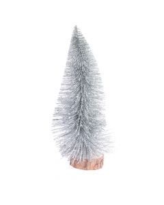 Árbol artificial navideño liso y escarchado 28cm plateado y verde