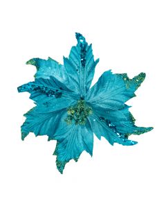 Flor artificial navideña lisa escarchada lentejuela 26cm 