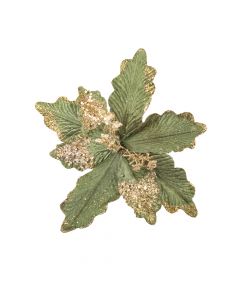 Flor artificial navideña liso escarchado 26cm 