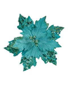 Flor turquesa afelpada 24cm