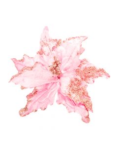 Flor artificial navideña lisa escarchada 24cm 