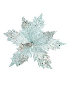 Flor artificial navideña afelpada con escarcha 23cm