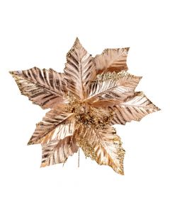 Flor navideña escarchada cobre