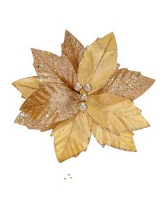 Flor navideña dorada 23 cm