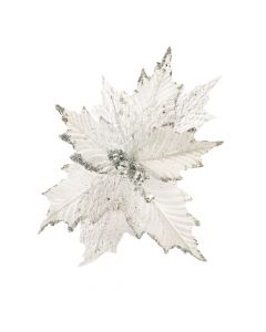 Flor artificial navideña liso escarchado textura 23cm 