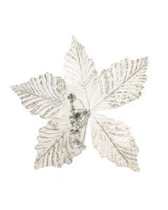 Flor artificial navideña lisa escarchada 20cm