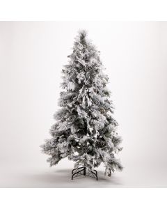 Árbol artificial nevado navideño con bellotas 180cm verde y blanco