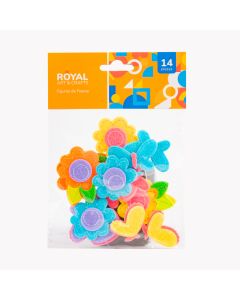 Figura foam flor+mariposa 14pzas surtido