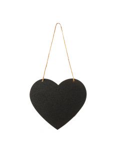 Pizarra madera figura corazón 18x16cm negro