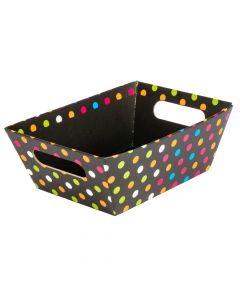 Caja cartón estampado negro multicolor