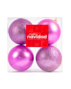 Esfera plástico navideña 10cm 4und lila