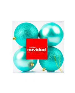 Esfera navideña lisa mate y escarchada 10cm 4und menta