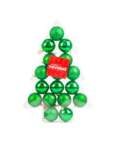 Esfera  navideña lisa mate escarchado 6cm 17und verde