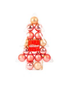 Esfera navideña lisa y escarchada 6cm 17und oro rosa