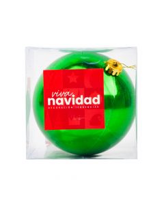Esfera plástica navideña lisa brillante 15cm verde