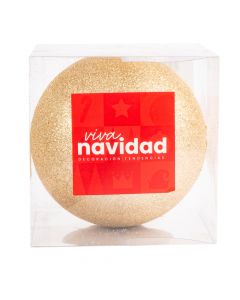 Esfera plástico navideña escarchada 15cm champagne
