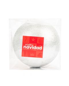 Esfera navideña lisa escarchada 20cm plateado