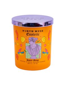 Candela aromática papaya mango con frasco vidrio y cristales 283g