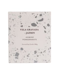 Candela aromática granada-jazmín con frasco vidrio 280g 