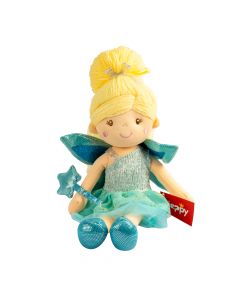 Muñeca tela hada con varita 38cm celeste