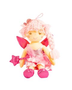 Muñeca tela hada con varita 38cm rosado