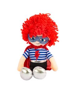 Muñeco tela super heroe 30cm rojo y azul