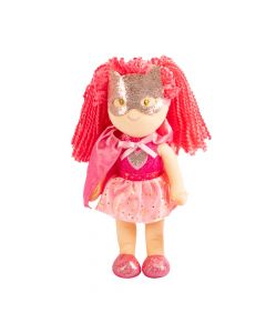 Muñeca tela super heroe 30cm rosado