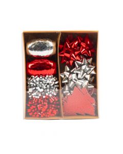 Accesorio plástico para envoltura navideño rojo plateado