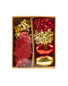 Accesorio plástico para envoltura navideño rojo+dorado