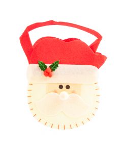 Bolsa tela navideña con relieve santa 15x20cm 