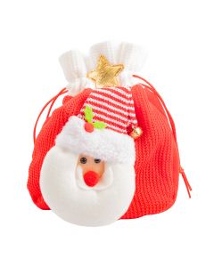 Bolsa tela navideña con relieve santa 19x20cm 