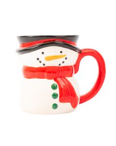 Taza cerámica navideña con relieve muñeco nieve 570ml