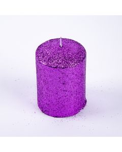 Candela escarchada 7x10cm purpura