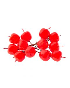 Fruto artificial cerezo navideño liso 12und rojo