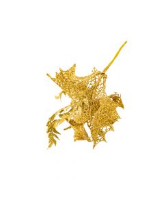 Flor navideña escarchada 21cm dorado