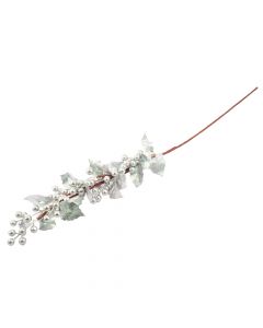 Rama y fruto artificial navideño liso 72cm plateado